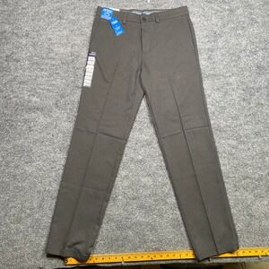 Haggar Cool Right Performance Flex Pants Mens 34x34 Straight Grey HC71083 NEW